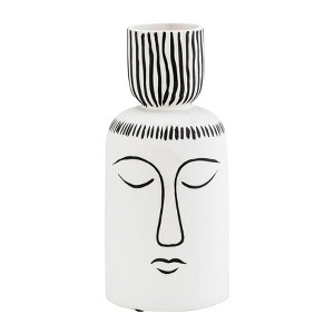 Sagebrook Home 11" Ceramic Sleeping Man Vase - Contemporary White and Black Geometric Vase For Decorative Table Accent - Stylish Home or Office - 1 of 4