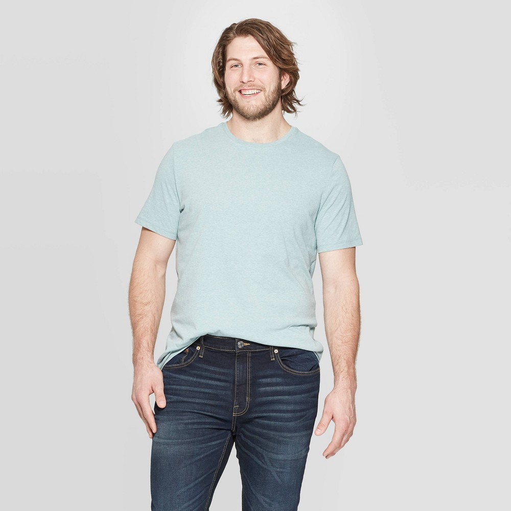 Men's Tall Standard Fit Short Sleeve Lyndale Crew Neck T-Shirt - Goodfellow & Co West Coast Green MT was $8.0 now $5.0 (38.0% off)