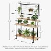 3-Tier Heavy Duty Plant Stand with Wheels, Adjustable Indoor/Outdoor Flower Shelf with Hanging Rod & Trellis, Multi-Purpose Display Rack (Black) - 4 of 4