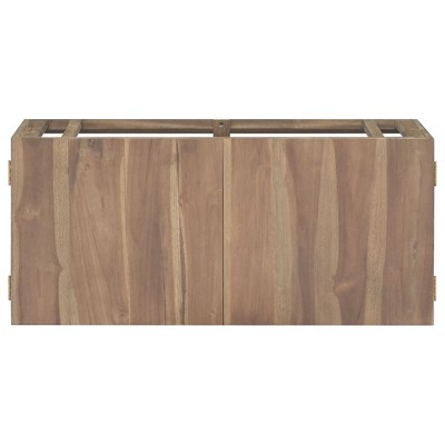 vidaXL Solid Teak Wood Wall-Mounted Bathroom Cabinet, Sturdy Frame, Ample Under-Sink Storage, 35.4"x15.4"x15.7", Easy Assembly, Brown Finish