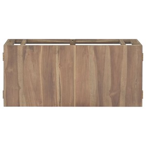 vidaXL Solid Teak Wood Wall-Mounted Bathroom Cabinet, Sturdy Frame, Ample Under-Sink Storage, 35.4"x15.4"x15.7", Easy Assembly, Brown Finish - 1 of 4