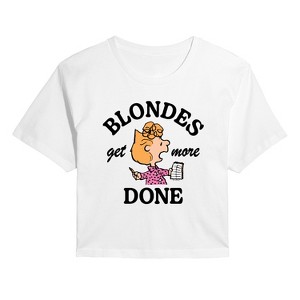 Women's - Peanuts - Blondes Get More Done Cropped Graphic T-Shirt - 1 of 4