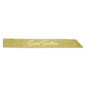 Beistle Sweet Sixteen Glittered Sash, 32.5" x 3.5", (2/Pkg) Multicolored - 1 of 4