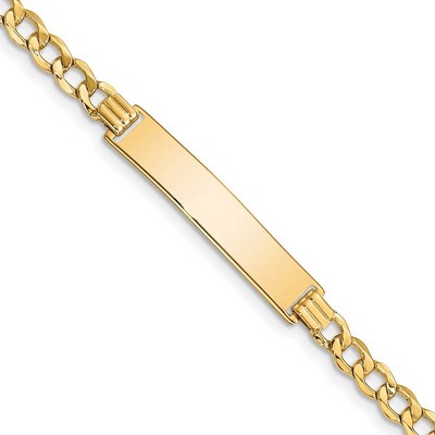 Black Bow Jewelry 14k Yellow Gold 4.75mm Hollow Curb Link I.D. Bracelet - 7 Inch