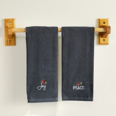 Lakeside Chalkboard Christmas Motif Bathroom and Kitchen Hand Towel Set - Set of 2