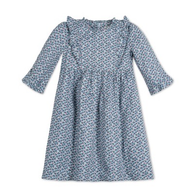 Image of Hope & Henry Girls' Long Sleeve Ruffle Trim Batiste Dress , Infant, 18-24 Months