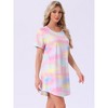 cheibear Women's Curved Hem Round Neck Short Sleeve T-shirt Dress Sleepshirt - 3 of 4