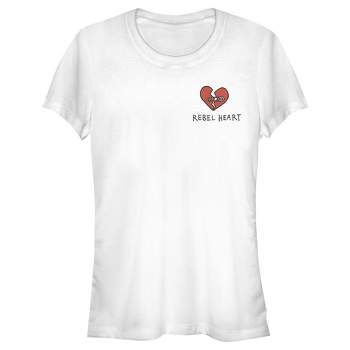 Juniors Womens Cruella Rebel Heart T-Shirt