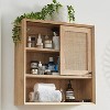 Natural Rattan Bathroom Wall Cabinet with Sliding Door, Wood Hanging Cabinet with Adjustable Shelves, Over The Toilet, Bathroom Wall Cabinet, Beige - 4 of 4