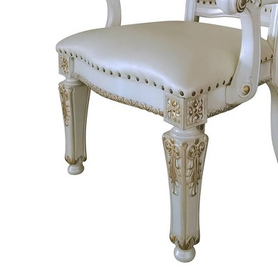 Vendome White Leather Executive Chair with Antique Gold Detailing