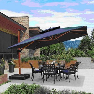 PURPLE LEAF 9/10/11/12ft Patio Umbrella with Base Outdoor Square Large Cantilever Umbrella Windproof Offset Heavy Duty Umbrella for Garden Deck Pool - 1 of 4