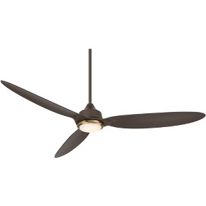 Casa Vieja 60" Revere Mid Century Modern Indoor Outdoor Ceiling Fan 3 Blade Customize LED Remote Control Emperial Bronze Bedroom Patio Damp Rated - 1 of 4