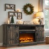 TV Stand with Fireplace for 75 80 Inch TV, 32" Tall Farmhouse Highboy Entertainment Center with Sliding Barn Doors for Living Room - 2 of 4