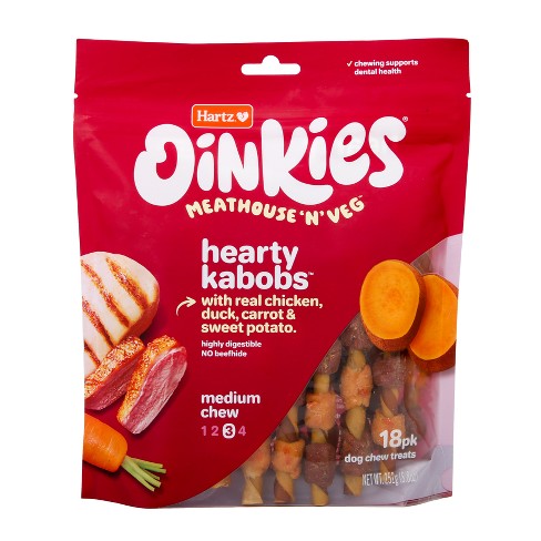 Oinkies Hartz Meat House Veg Heart Kabobs Dog Treat With Chicken Duck Carrot And Sweet Potato Flavor 8.8oz Target