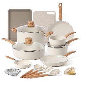 Itopfox 23-Piece Nonstick Pots and Pans Set with Frying Pan, Saucepan, Saute Pan, Lightweight Cookware with Stay-Cool Wood Handles, PFAS & PFOA Free - 1 of 4