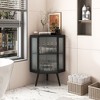 Dolonm 22.25" Modern Corner Cabinet with Tempered Glass Door & Shelves for Bathroom, Living Room, or Bedroom – Space-Saving Storage - 2 of 4