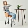 Set of 2 Edwin 25.5" Contemporary Armrest Upholstered Faux Leather With Matte Black Metal Legs Counter Height Barstools-Maison Boucle - 3 of 4