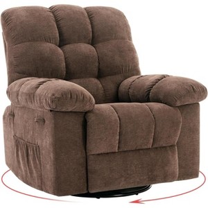 Jojoka Oversized Swivel Rock Recliner Sofa, 360° Swivel, Extra Wide Manual Recliner with Footrest, Chenille Upholstery - 1 of 4