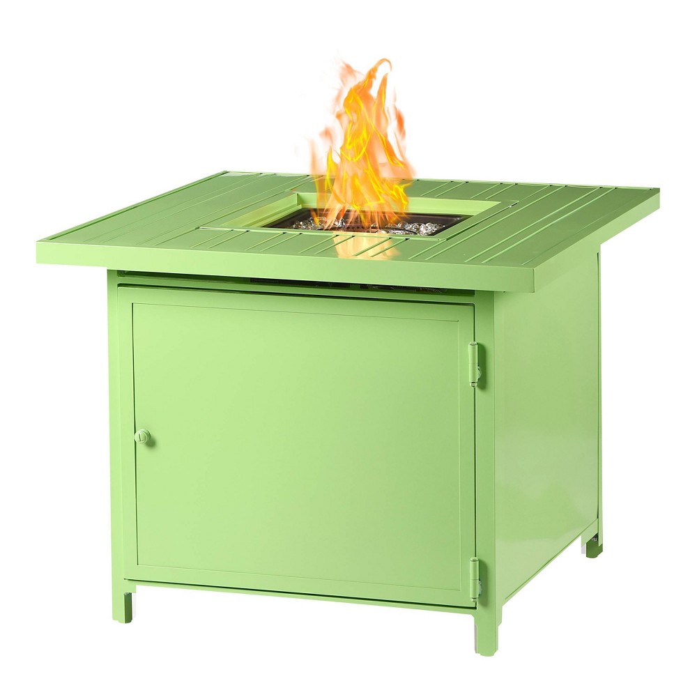 Photos - Electric Fireplace 32" Square Aluminum 37000 BTUs Propane Fire Table with 2 Covers - Green 