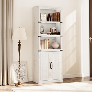 70 inch Tall Farmhouse Bookcases with Doors - 5 Tier Bookshelf, Bookshelf and Bookcase, Wooden Storage Cabinet for Living Room, Home, Office, Bedroom - 1 of 4