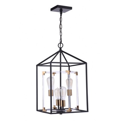 Craftmade Lighting Aaron 4 - Light Pendant in  Flat Black/Satin Brass