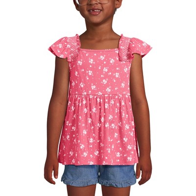 Lands' End Kids Pattern Smocked Tank Top