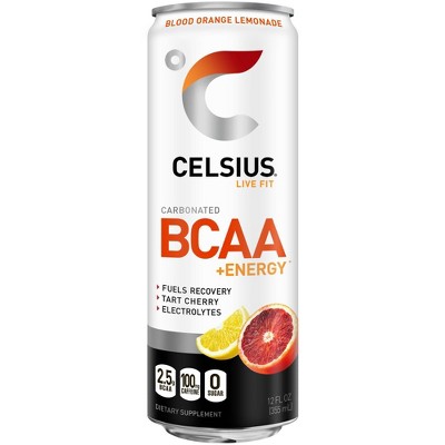 Celsius BCAA Blood Orange Lemonade Sparkling Energy Drink - 12 fl oz Can