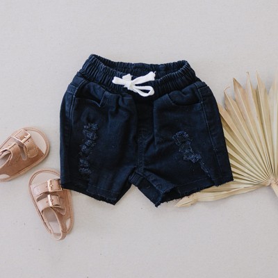 Kids Jackson Distressed Denim Shorts - Olive + Scout