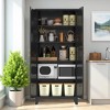 Okak Tall Cabinet, Storage Cabinet with 2 Doors and 5 Shelves, Kitchen Cabinet for Living Room, Bedroom and Office, Black - 3 of 4