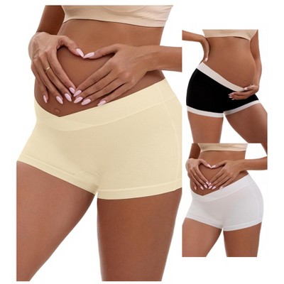 INSPIRE CHIC Women's Low Waist Under the Bump Maternity BoyShorts Pregnancy Seamless Ladies Panties 3 Packs