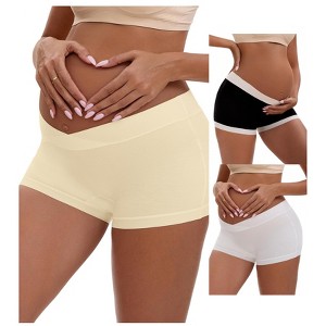 INSPIRE CHIC Women's Low Waist Under the Bump Maternity BoyShorts Pregnancy Seamless Ladies Panties 3 Packs - 1 of 4