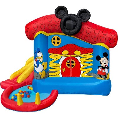 Disney Mickey Mouse Funhouse Inflatable Bounce House with Slide and Ball Pit