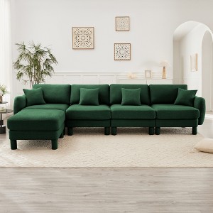VASIP Boucle Fabric 3-Seater Sofa, Shell-Shaped Armrests & Self-Wrapped Cylindrical Legs, for Living Room & Apartment,Beige - 1 of 4