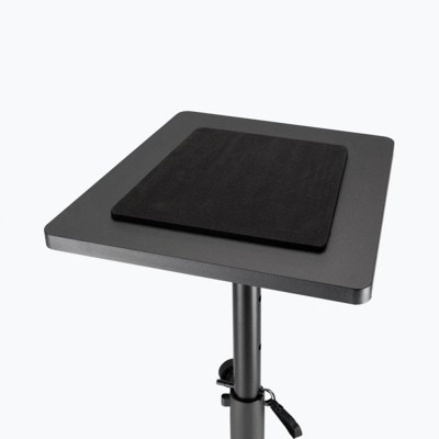 Adjustable Black Steel and Wood Studio Monitor Stands, Pair