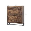 TIRAMISUBEST Rustic Brown Shoe Storage Cabinet with 2 Flip Doors - Freestanding Entryway Organizer with Metal Legs, Narrow Design - 4 of 4