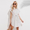 Women's White Striped Collared Button Front Mini Dress - Cupshe - 2 of 4
