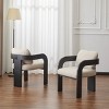 Boucle Modern Dining Chairs Set of 2 with Curved Arms,Rubberwood Frame Dining Chair with Cushions,Accent Dining Chair for Dining Room-Coolbibila - 2 of 4