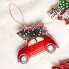 SEVOBAL Tree Ornaments Embroidered Car Design Hanging Decor for Christmas Tree and Holiday Display, Red, 5"*0.5"*0.3" - 2 of 4