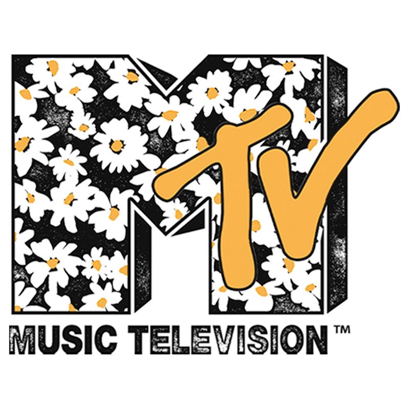 Men's MTV Floral Print Logo Baseball Tee, 2 of 5