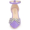 Allegra K Women's Rhinestones Bow Ankle Buckle Strap Stiletto Heel Pumps - 2 of 4