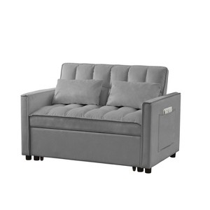 TIRAMISUBEST 3-IN-1 Convertible Velvet Loveseat Sofa Bed with 3 Adjustable Positions–Stylish Sofa Bed for Small Spaces - 1 of 4