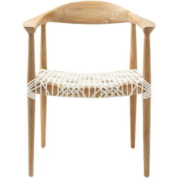 Bandelier Arm Chair - Light Oak/Off White - Safavieh