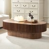 Lyngins Modern Handcraft Drum Coffee Table, Ellipse Coffee Table for Living Room, 43.7" Multi-Functional Living Room Table & Center Table - 2 of 4
