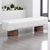 64" Upholstered Dining Bench with PU Leather Seat, No-Assembly Entryway Bench Ottoman for Dining Room or Living Room, 300 LBS Weight Capacity - 2 of 4