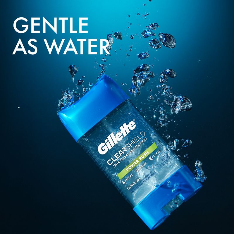 Gillette Antiperspirant Deodorant for Men - Clear Gel Power Rush 72 Hour Sweat Protection - 2pk/3.8oz each, 6 of 13