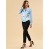 INSPIRE CHIC Women's Irregular Dotted Printed Work Long Sleeve Front Tie V Neck Blouse - 4 of 4