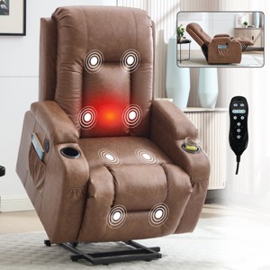 Infinite Position Power Lift Recliner Chair with Massage Heat & USB Cup Holders, PU Leather Heavy Duty Recliner for Elderly-3irtyhousy - 1 of 4