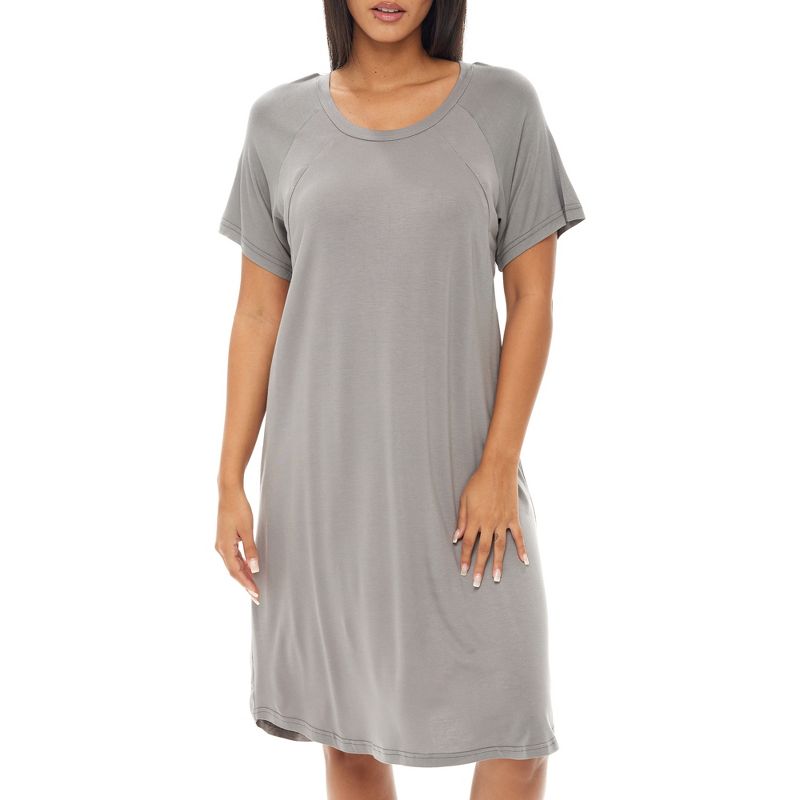 ADR Maternity Nursing Top T-shirt Dress Soft Knit Sleep Shirt w/ Zipper Breastfeeding Sleepwear, 1 of 7