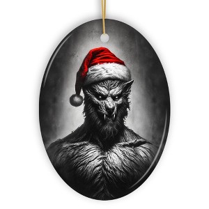 Werewolf with Santa Hat Ornament, Frightening Holiday Keepsake for Tree| OrnamentallyYou - 1 of 4