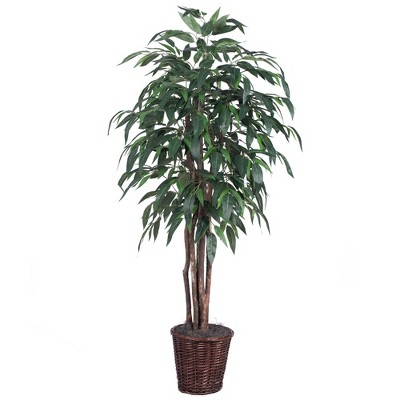 Vickerman 6' Artificial Mango Executive, Rattan Basket In A 9